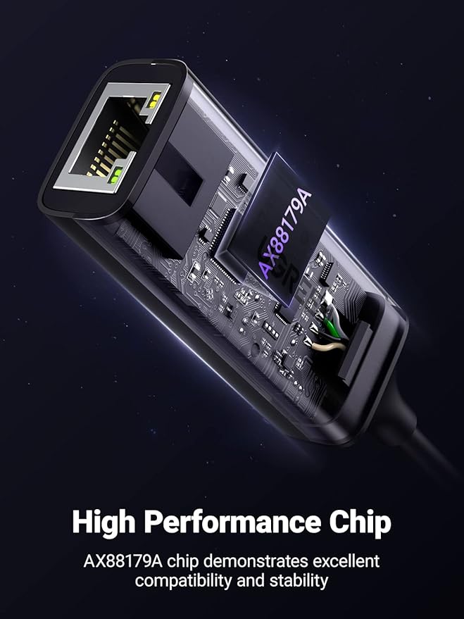 UGREEN USB C to Ethernet Adapter, 1000Mbps, RJ45, Driver-Free, Compatible with Windows, MacOS, iPadOS, ChromeOS, Android, Laptop, Tablet, Smartphone