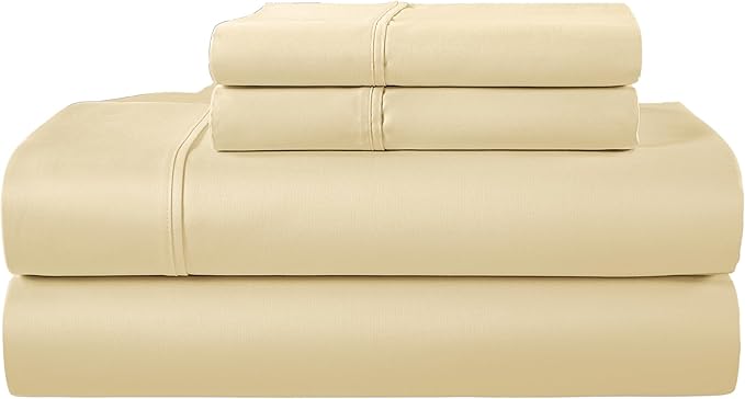 100% Egyptian Cotton California King Sheets Deep Pockets Fits Upto 17", 400 Thread Count Soft Sateen Weave Breathable Bed Sheets, Naturally Cooling Sheet & Pillowcase Sets, Cal King Sheet Set- Ivory