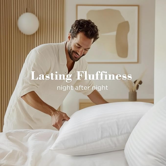 viewstar Bed Pillows, Hotel Quality, Down Alternative Big Pillow for Side, Back, or Stomach Sleepers, Soft, White, King