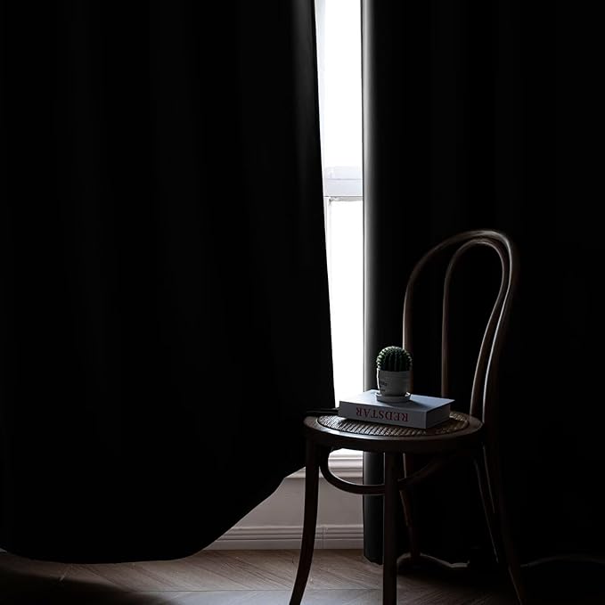 Curtains 90 Inches Long 2 Panels Set, Blackout Curtains for Bedroom Living Room, Thermal Insulated Grommet Room Darkening Drapes for Privacy Home Decor Windows(W52 x L90, Dark Grey)