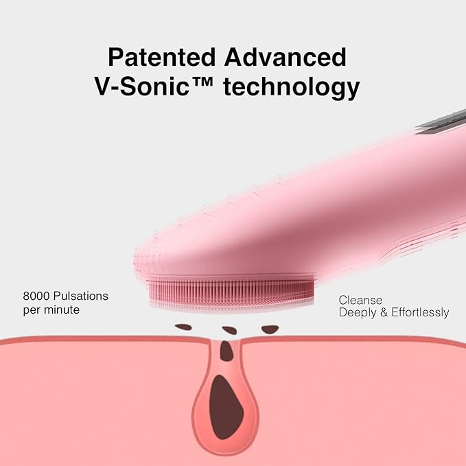 NågraCoola CLIE Facial Cleansing Brush, Waterproof and Rechargeable Electric Face Scrubber for Men & Women, Exfoliating, Massaging, and Cleansing - Pink