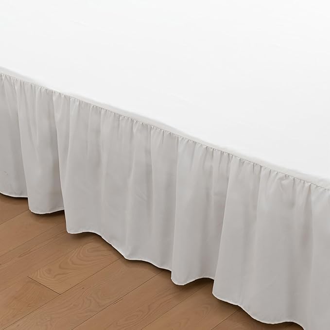 Bed Skirt Ruffled Bed Skirt with Split Corners, 18 Inch Drop Dust Ruffle Bed Skirts with Platform, Ivory, Twin Size