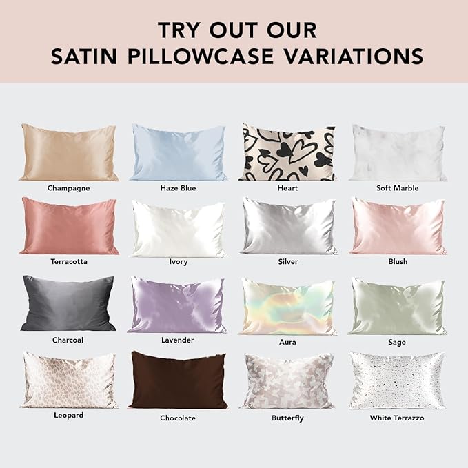 Kitsch Satin Pillowcase, Softer Than Silk Pillow Cases King, Cooling Pillow Covers, Satin Pillowcase with Zipper for Hair, Skin & Quality Sleep, Wrinkle-Free & Smooth, King Size 19"x36", Ivory