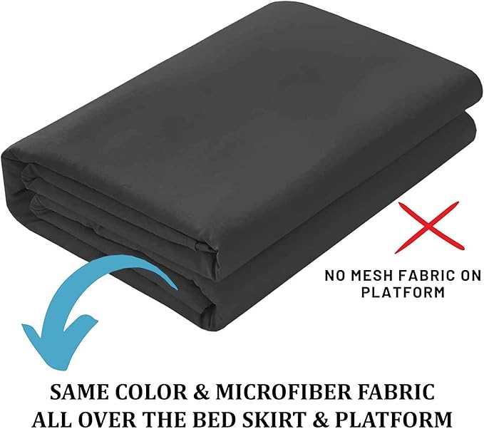 SKY BEDDINGS - Twin Size Ruffled Bed Skirt with Split Corners - 12 Inch Drop Dust Ruffle Bed Skirt with Platform Three Sided Coverage - 100% Microfiber, Dark Grey