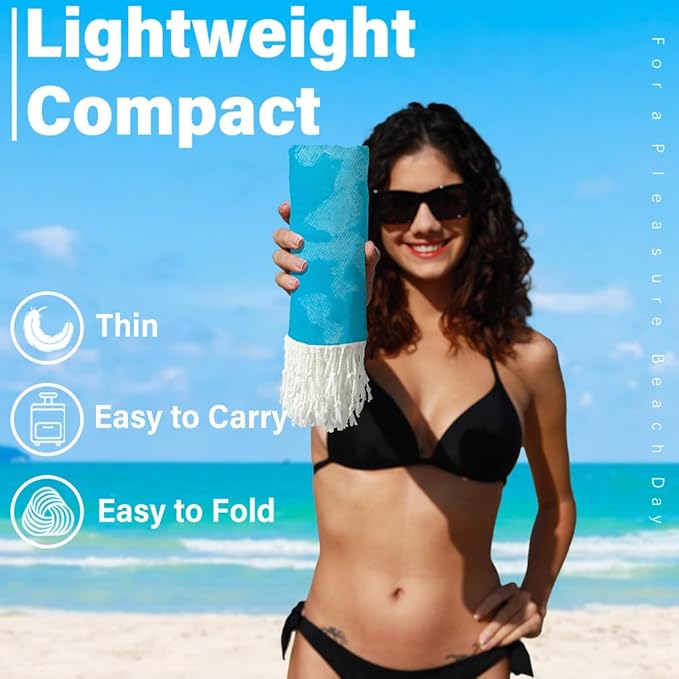 Thin Turkish Beach Towel Lightweight Quick Dry Absorbent Cotton Bathroom Bath Pool Swim Towels Extra Large Oversized Sand Free Beach Accessories Essentials Cloud Gifts for Adult