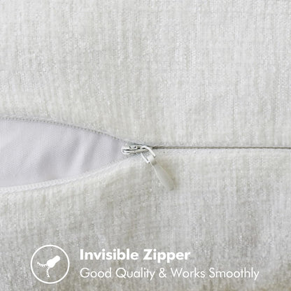 MIULEE Pack of 2 Christmas Pillow Covers 24x24 Inch Pure White Farmhouse Decorative Throw Pillow Covers with Stitched Edge Soft Chenille Solid Dyed Couch Pillow Covers for Sofa Bed Living Room