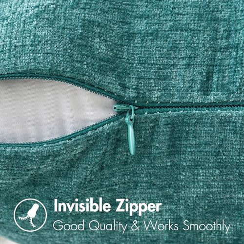 MIULEE Soft Chenille Throw Pillow Covers Teal 16x16 Inch Pack of 2 - Image 3
