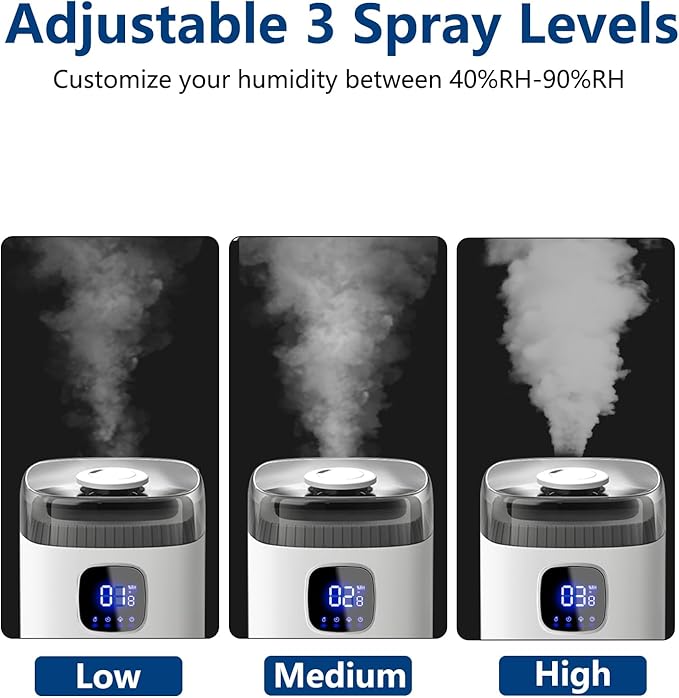 Large Humidifier for Bedroom, 9L/2.5Gal Ultrasonic Cool Mist, Easy Clean with 350ML/H Large Mist Speed, Remote control, Quiet Tower, Suitable for Kids Room Plant Yoga
