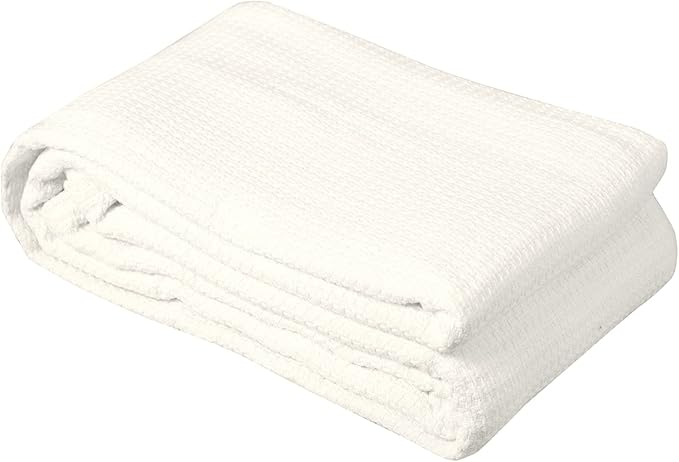 DOLLCENT 100% Cotton Twin Size Blanket for Bed, Premium Soft Combed Lightweight Blankets, Washed Breathable Cozy Bed Throw Blanket, Ivory Twin Cotton Blankets for All Season: Ivory (66"x90")