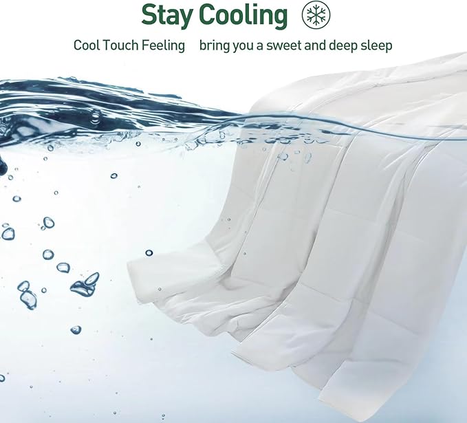 100% Viscose Made from Bamboo Comforter, Soft Lightweight Full Size Summer Cooling Comforter Down Alternative Duvet Insert ，8 Corner Tabs, Breathable Comforter for Hot Sleepers（White-Summer，86x82）