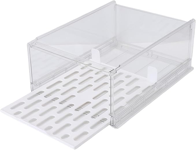 JTLB Sturdy PET Closet Storage Box Transparent Stackable Drawer Organizer with Anti-Slip Bottom Closet Organizer, for Wardrobe, Bedroom, Kitchen
