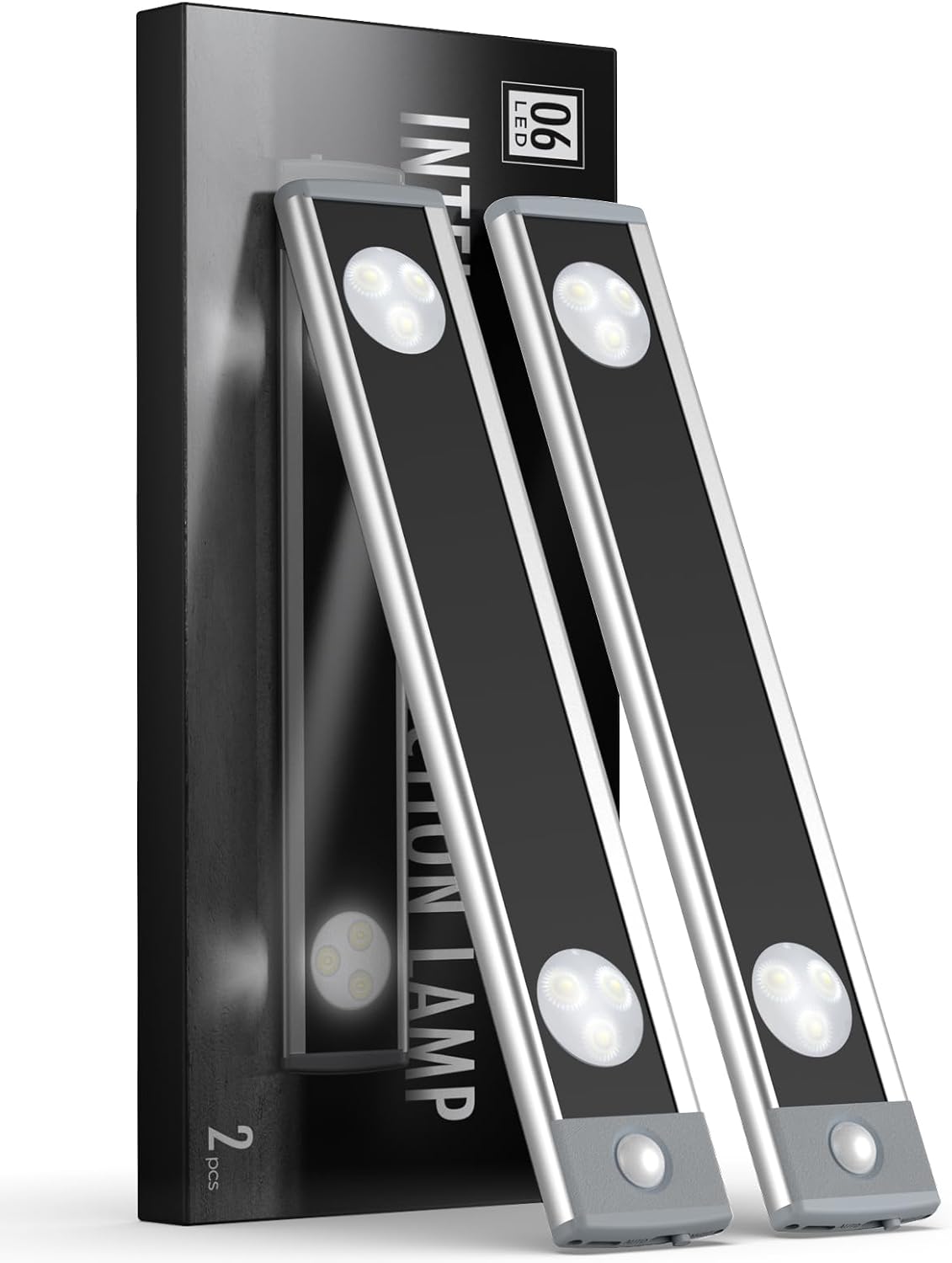 Under Cabinet Lights, Wireless Motion Sensor Light Indoor,10in LED White Lighting Rechargeable Battery Operated,4 Modes Night Light, Stick-On Magnetic Closet Lights for Kitchen, Hallway(2 Pack)