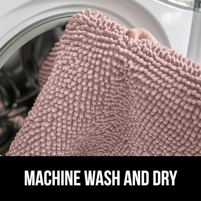GORILLA GRIP Bath Rug Mat, Soft Absorbent Chenille, Quick Dry Microfiber Mats, Rubber Backing Washable Shower Floor Rugs, Bathmat Runner, US Designed Bathroom Home Decor Accessories 24x17 Dusty Rose