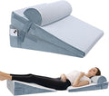 Bed Wedge Pillow for Sleeping, 3 Pcs Adjustable Height 4.5&7.5&12 Inch Triangle Pillow Wedge for Post Surgery, Acid Reflux, Snoring, Legs Pain Relief (Gray)