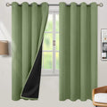 BGment Thermal Insulated 100% Blackout Curtains for Bedroom with Black Liner, Double Layer Full Room Darkening Noise Reducing Grommet Curtain (52 x 72 Inch, Grass Green, 2 Panels)
