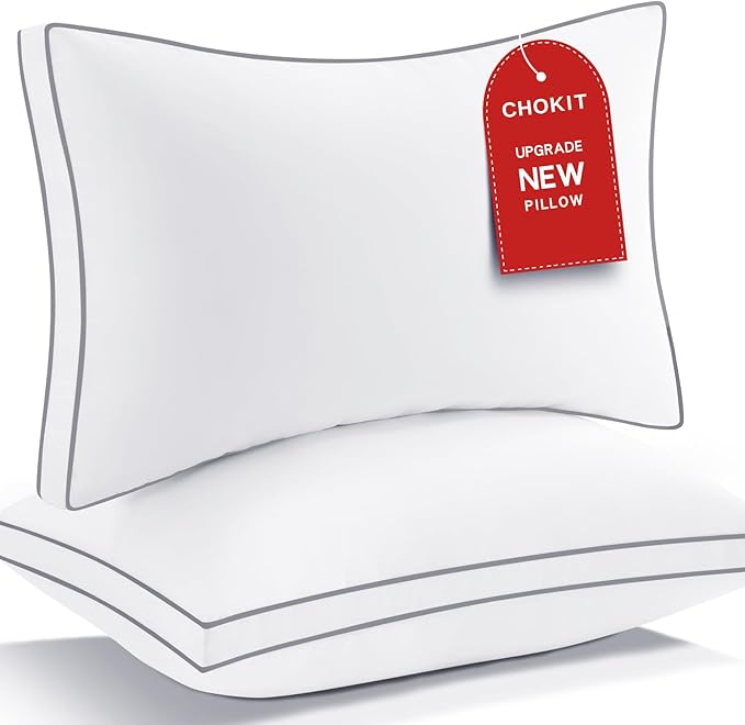 Premium Pillows Queen Size Set of 2, Fluffy and Supportive 7D Down Alternative Bed Pillows, Luxury Soft Hotel Quality Gusseted Pillow for Side Back Stomach Sleepers, Relief Neck Head and Shoulder Pain