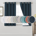 PrinceDeco 100% Blackout Curtains 54" Long for Dining Room Soundproof Window Treatment Drapes for Nursery Thermal Insulated with White Liner Short Textured Grommets Curtains 2 Panels Set,Navy