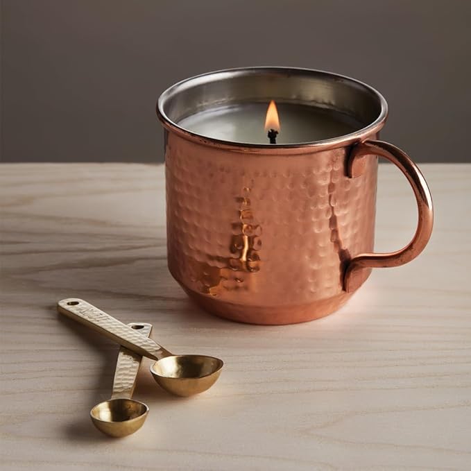 Thymes Simmered Cider Copper Candle - Warm & Spicy Apple Scented Candles for Home - Notes of Apple, Clove, and Cardamom - Luxury Gifts for Women & Men - Fall Decor (Copper Cup, 10 oz)
