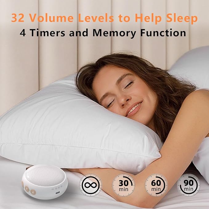 Mini White Noise Machine Sound Machine with 30 Soothing Sounds 32 Volume Levels Baby Portable Sleep Soother Rechargeable Travel Sound Therapy Pink Brown Noise Sleep Machine for Kid Adult