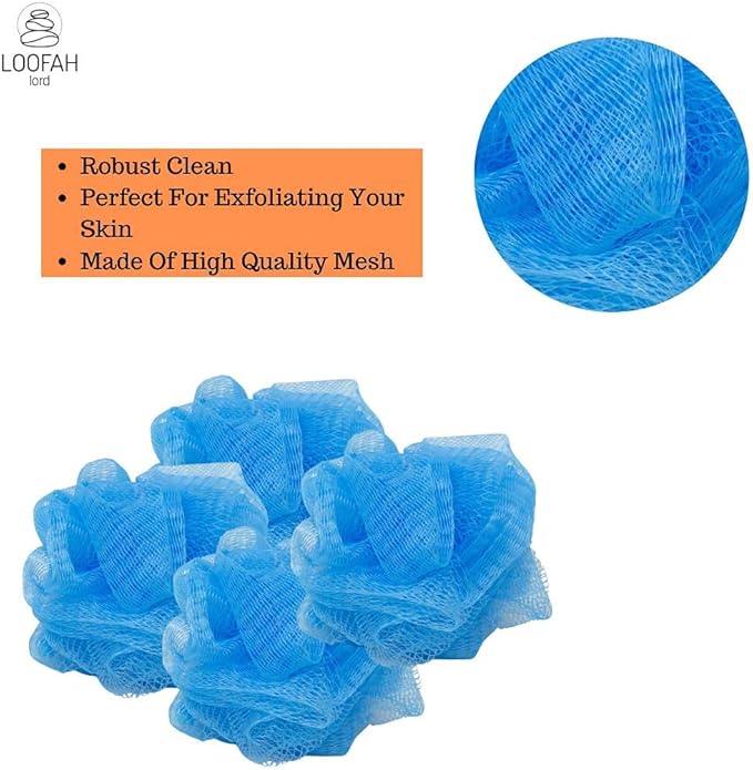 24 Blue Bath or Shower Sponge Loofahs Pouf Mesh Wholesale Bulk Lot