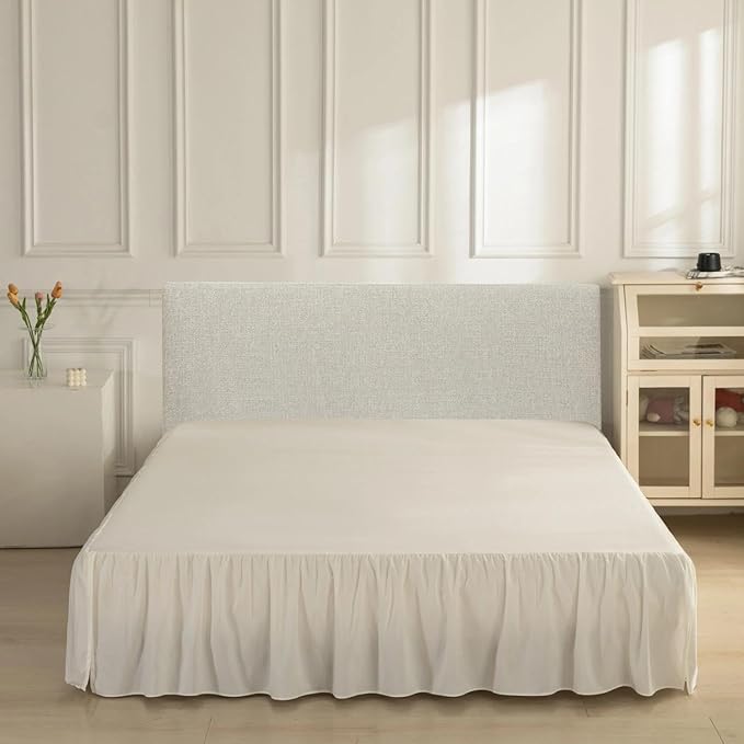 Bed Skirt King Size Ruffled Bed Skirt with Split Corners - Bed Skirts 12 Inch Drop, King Size Bed Skirting with Platform, 12'' King, Ivory