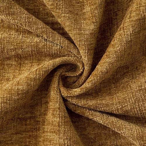 MIULEE Soft Chenille Throw Pillow Covers Mustard 18x18 Inch Pack of 2 - Image 2