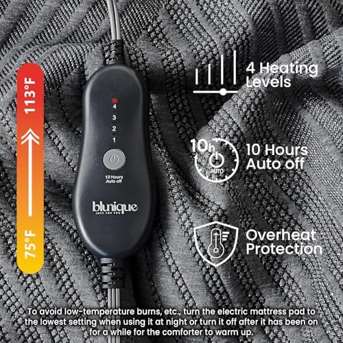 Electric Heated Mattress Pad King Size Dual Control Bed Warmer, Deep Pocket - Image 4
