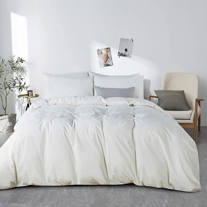 1000 Thread Count Oversized King Duvet Cover Set 100% Egyptian Cotton True Luxury Hotel Quality 1 Duvet Cover with 4 Pillow Sham - 5 Pieces Comforter Cover with Zipper Closure (White)