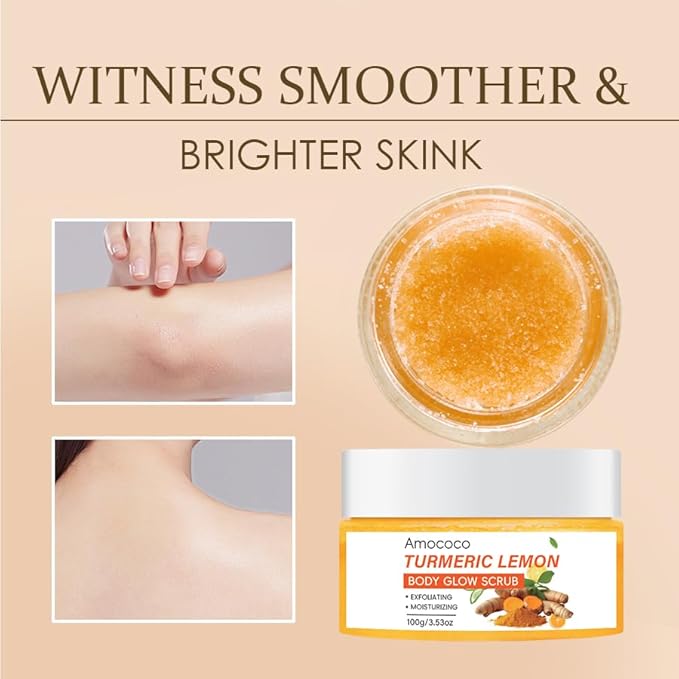 Turmeric Lemon Body Scrub, Deep Cleansing Exfoliator with Armpit Detox & Moisturization, 3.53oz