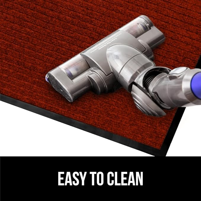 GORILLA GRIP Waterproof Traffic Guard Door Mat, 60x36, Heavy Duty Entryway Mats, Strong Rubber Back Commercial Utility Rugs for Office Hallway, Garage Floor and Home, Low Profile Carpet Runner, Red