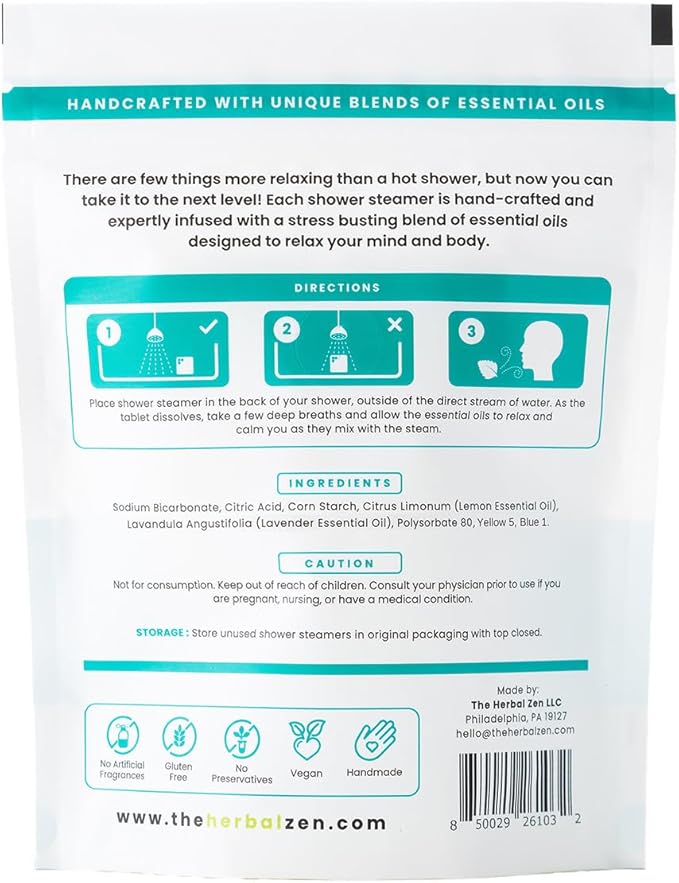 Stress Fighter Shower Steamers Aromatherapy for Relaxing - Christmas Gift - Adult Stocking Stuffer - USA Made - Lavender & Lemon Shower Bomb Tablets - Soothing Natural Essential Oils (10 Pack)
