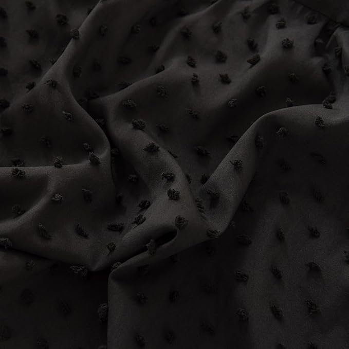 Tufted Dot Bed Skirt Full Size Ruffled Bed Skirt with Split Corners, 14 Inch Drop Dust Ruffle Bed Skirts with Platform, Black