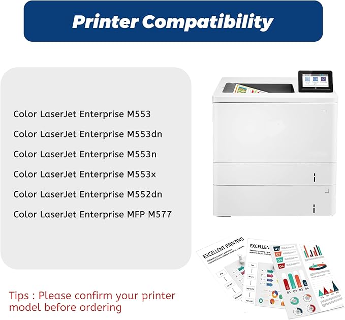 508A Magenta CF363A Toner Cartridge, Replacement Compatible for HP 508A 508X CF363X for Color Laserjet Enterprise M553 M552 Color Laserjet Enterprise MFP M577 Series Printer, with Smart Chip (1-Pack)