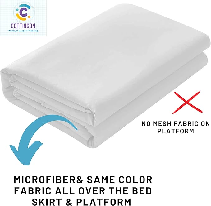 Ruffled Bed Skirt with Split Corners-Dust Ruffle - 16" Drop 100% Microfiber Soft,Sheen & Luxurious Look - Bed Skirts (White -Queen)
