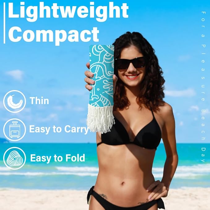 2 Pack Turkish Beach Towel Quick Dry Absorbent Cotton Lightweight Thin Bathroom Bath Pool Swim Towels Extra Large Oversized Sand Free Beach Accessories Essentials Stuff Cloud Adults Gift