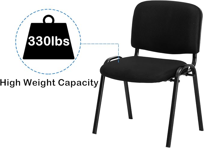 VINGLI Black Mesh Chairs - 10-Pack Stackable Armless Chairs for Office, Church, Conference & Meeting Rooms