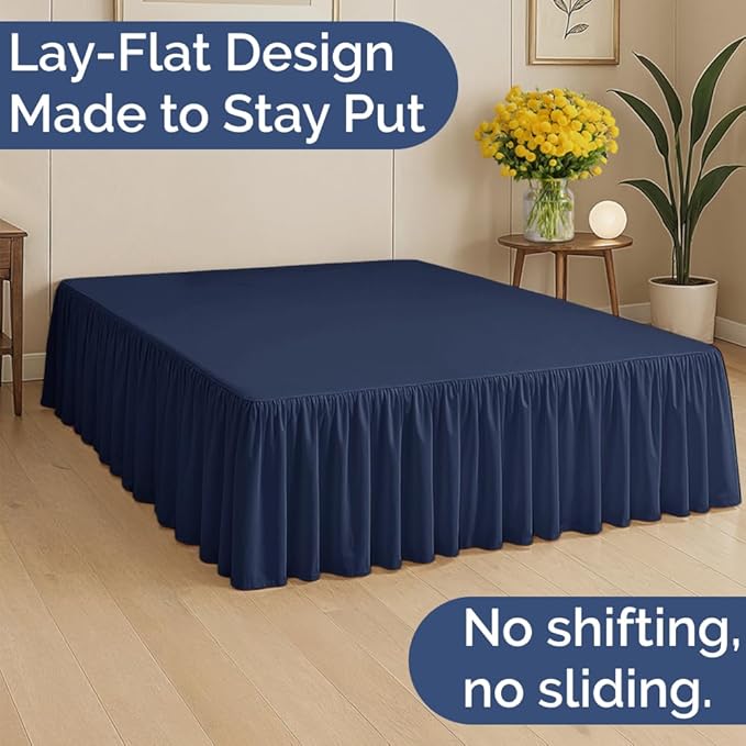 Bedskirt Twin Size Ruffle - 18 inch Drop Dust Ruffle Bed Skirt with Platform - Ultra-Soft, Easy Fit, Premium Hotel Quality - Wrinkle, Fade & Shrink Resistant - for Women, Men, Kids and Teens - Navy