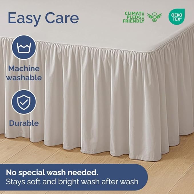 Bedskirt Queen Size Ruffle - 18 inch Drop Dust Ruffle Bed Skirt with Platform - Soft, Easy Fit, Premium Hotel Quality - Wrinkle, Fade & Shrink Resistant - for Women, Men, Kids and Teens - Light Grey