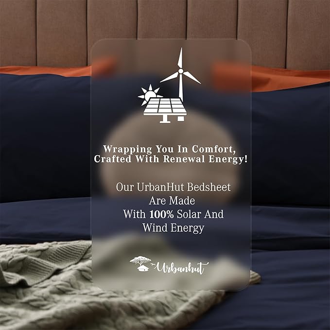 URBANHUT 800 Thread Count 100% Cotton Damask King Size Sheets, 4 Piece Striped King Size Bedsheets, Luxury Hotel Sheets Sateen Weave - Better Than Egyptian, 16" Elasticized Deep Pocket- Navy Blue