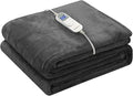 Wapaneus Heated Blanket Electric Blanket 62" x 84" Twin Size with 10 Heating Levels and 12 Hours time Settings, Flannel Fast-Heating Electric Blanket, ETL Listed, Machine Washable, Dark Grey