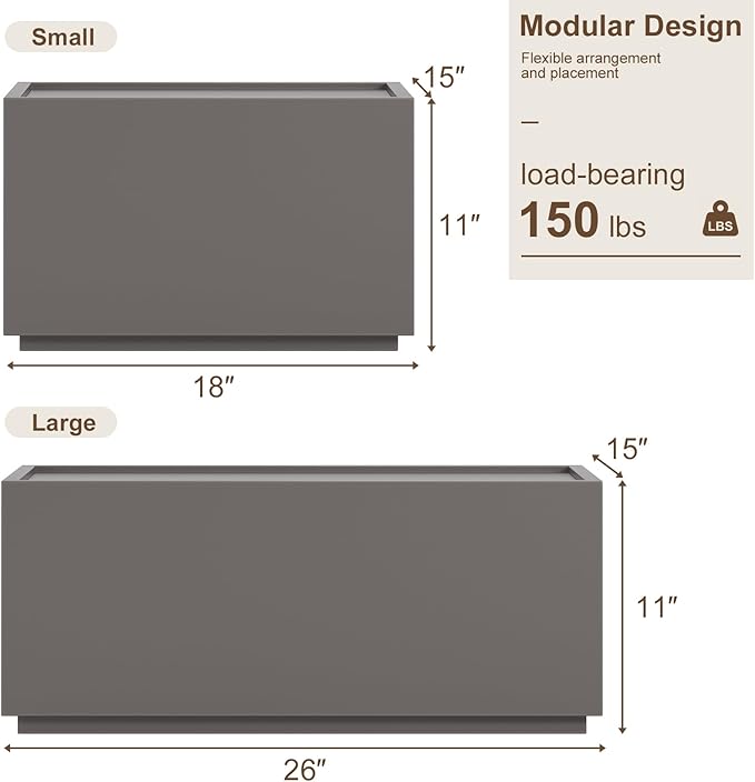 Stackable Storage Drawers, Wooden Drawer Storage Organizer, Modern Nightstands with Wooden Drawers, Small Storage Cabinet, Modular Design, Available in 2 Sizes for Versatile Use Grey Large