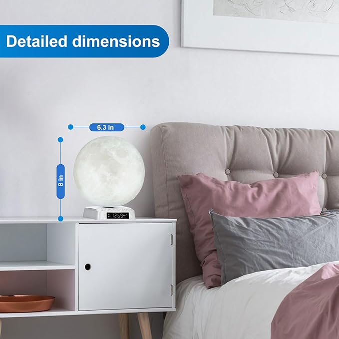 Light Alarm Clock Wake up Light Bioclock Adjustment Sunrise Alarm Clock Awakening lamp Bedside lamp Table lamp Nightstand Lamp Moon-Shaped & APP-Supported