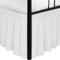 Biscaynebay Wrap Around Bed Skirts with Split Corners for Full Beds 18" Drop, White Adjustable Elastic Dust Ruffles Easy Fit Wrinkle Resistant Silky Luxurious Fabric Machine Washable