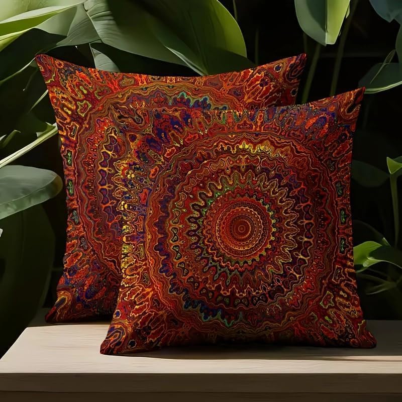 Decorative Linen Throw Pillow Covers, Mandala Pattern - Image 5