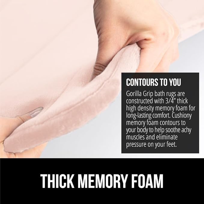 GORILLA GRIP Memory Foam Bath Mat, Soft Absorbent US Designed Bathroom Rug, Gripping Dots Machine Washable Bathmat, Cushioned Floor Mats, Shower Sink Rugs Room Décor Accessories, 36x24 Pink
