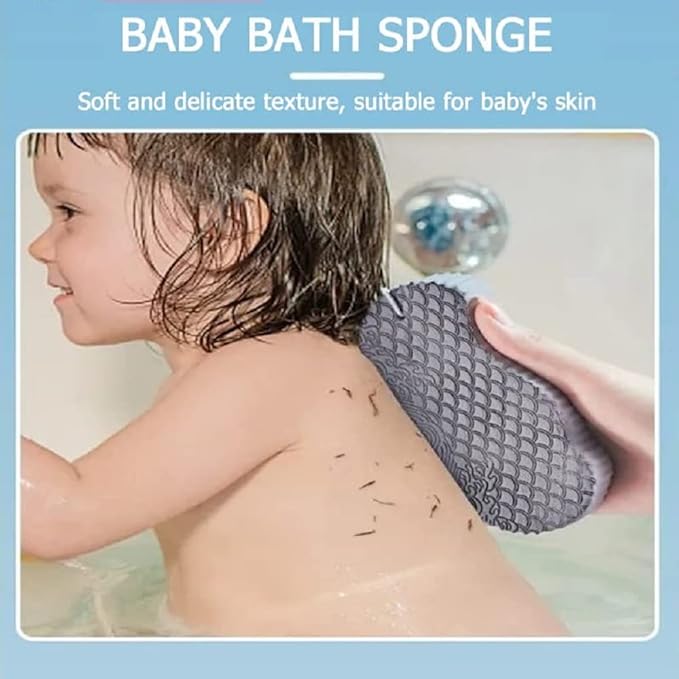 Magic Exfoliating Bath Sponge,3D Super Soft Exfoliating Bath Sponge, Skin Friendly and Reusable for Adults Children and Pregnant Women. (Blue+Pink)