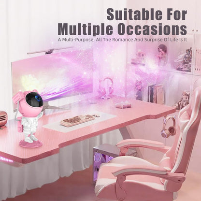 Astronaut Galaxy Projector Night Light with Timer and Remote Star Starry Nebula LED Lamp, Gift for Kids and Adults for Bedroom, Christmas, Birthday, Valentine's Day etc. (Pink-White)