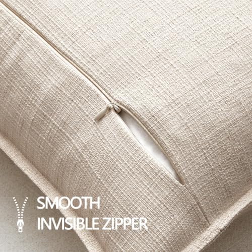 MIULEE Thick Textured Decorative Throw Pillow Covers 22x22 in Natural Linen - Image 7