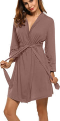 HOTOUCH Womens Robe Lightweight Short Knit Bathrobe Soft Ladies Sleepwear with Pockets
