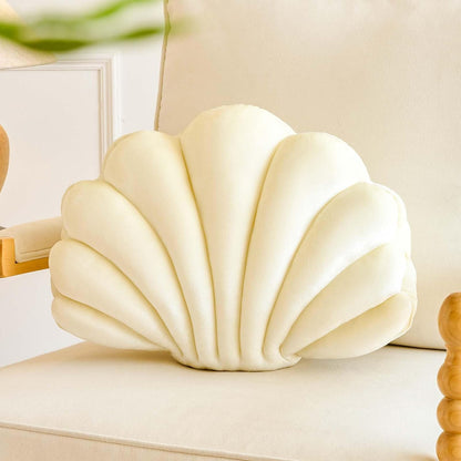 Cream Seashell Throw Pillows, Shell Shaped Throw Pillows, 18 Inch Soft Velvet Home Decorative Pillow Plush Cushion for Bed Couch Living Sofa Room Decor Accent Throw Pillow